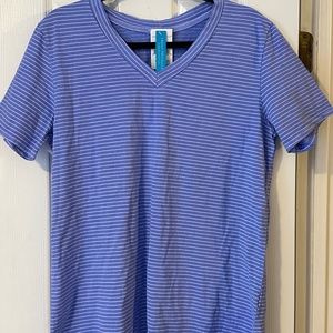 Fresh Produce NWT Periwinkle Pinstripe V-Neck Shirt XL